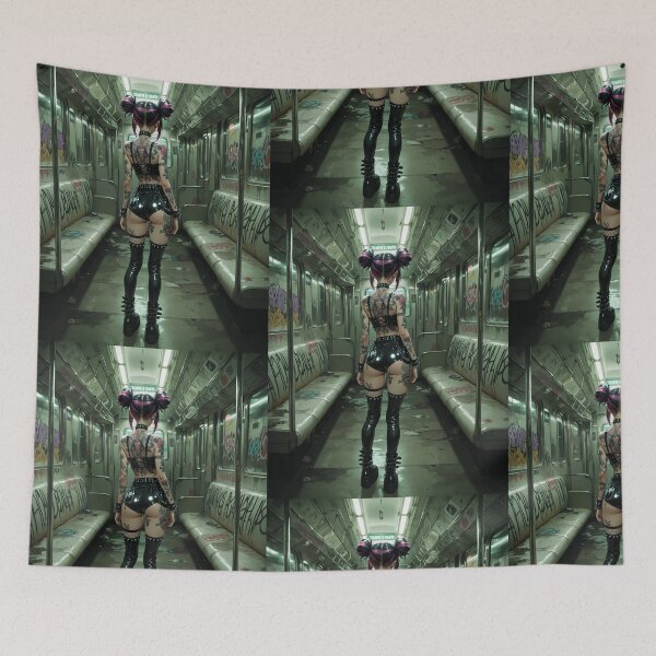 Item preview, Anime waifu cyberpunk digital art, subway car designed and sold by Planet Utoppia.