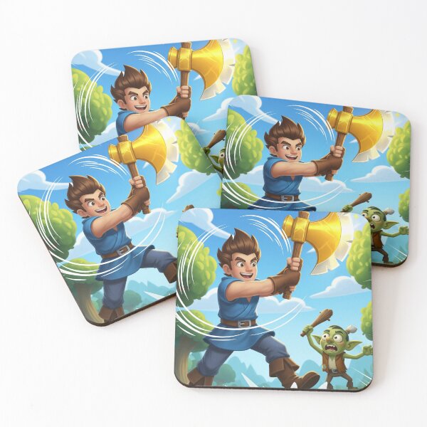 Item preview, Hero with Magical Golden Axe – Fantasy Illustration designed and sold by DkPINTEREST.