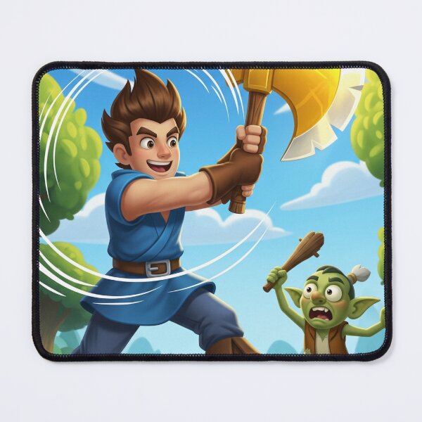 Item preview, Hero with Magical Golden Axe – Fantasy Illustration designed and sold by DkPINTEREST.