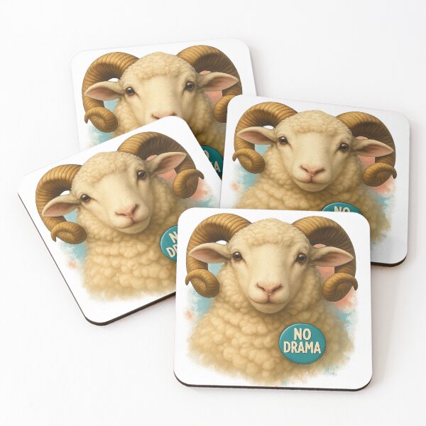 Item preview, No Drama Ram – Fluffy Sheep Portrait with Chill Vibes designed and sold by SI-Studio.