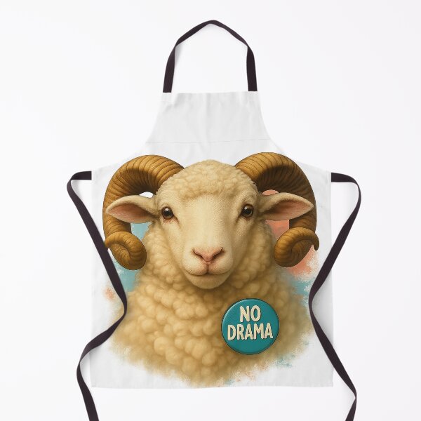 Item preview, No Drama Ram – Fluffy Sheep Portrait with Chill Vibes designed and sold by SI-Studio.