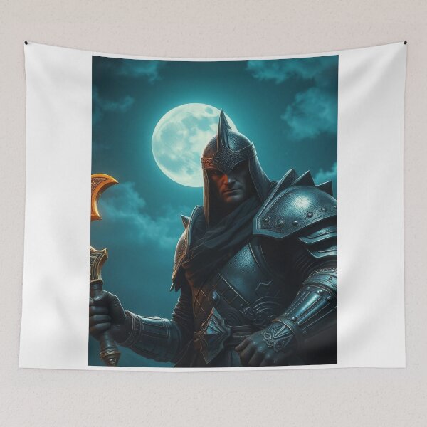 Item preview,  Hero with Magical Golden Axe – Fantasy Illustration designed and sold by DkPINTEREST.