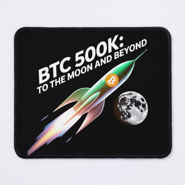 Item preview, BTC to the moon and beyond 500k, bitcoin to the moon, bitcoin crypto designed and sold by NoetherSym.