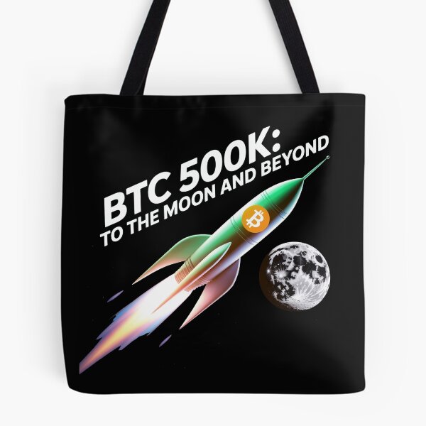 Item preview, BTC to the moon and beyond 500k, bitcoin to the moon, bitcoin crypto designed and sold by NoetherSym.