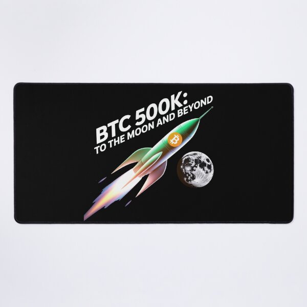 Item preview, BTC to the moon and beyond 500k, bitcoin to the moon, bitcoin crypto designed and sold by NoetherSym.