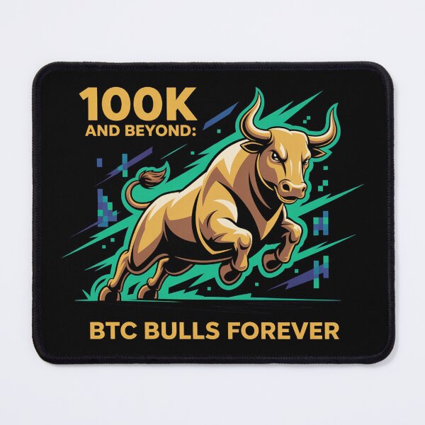 Item preview, 100k and beyond, BTC bulls forever, bitcoin crypto designed and sold by NoetherSym.