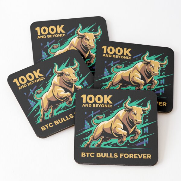 Item preview, 100k and beyond, BTC bulls forever, bitcoin crypto designed and sold by NoetherSym.