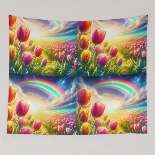 Item preview, Cartoon Tulips under a Rainbow designed and sold by EmeraldeaArt.