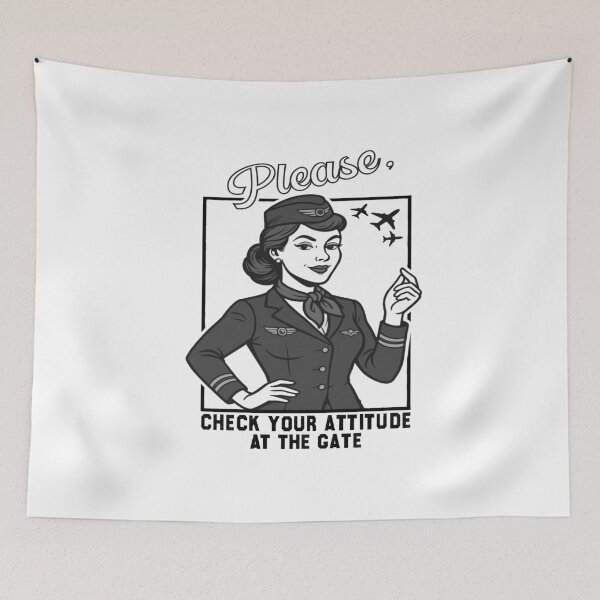 Item preview, Vintage Flight Attendant Shirt, Check Your Attitude at the Gate Tee, Retro Aviation Humor T-Shirt, Funny Airplane Gift designed and sold by CHAKSTYLE.