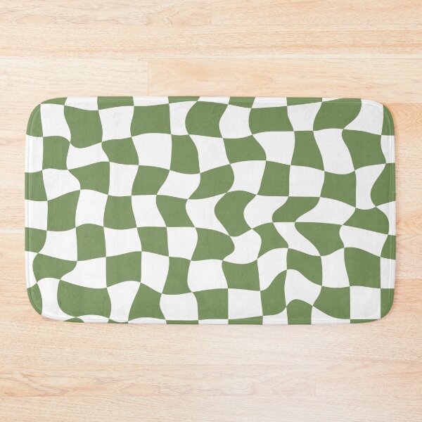 Item preview, Distorted Geometric Green and White Checkerboard Grid designed and sold by OneThreeSix.