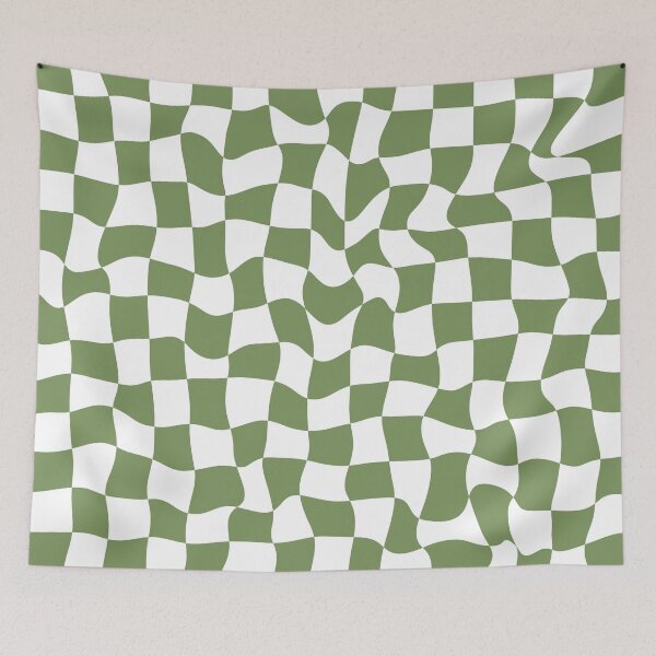 Item preview, Distorted Geometric Green and White Checkerboard Grid designed and sold by OneThreeSix.