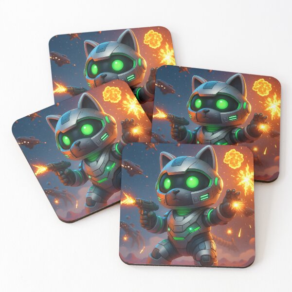 Item preview, Astro Paw – Armored Space Cat in Epic Laser Battle | Sci‑Fi Action Illustration designed and sold by Tewksy Lab.