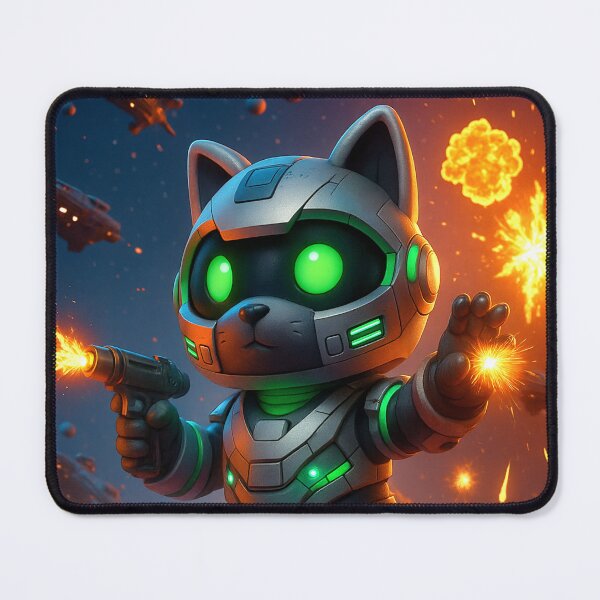 Item preview, Astro Paw – Armored Space Cat in Epic Laser Battle | Sci‑Fi Action Illustration designed and sold by Tewksy Lab.