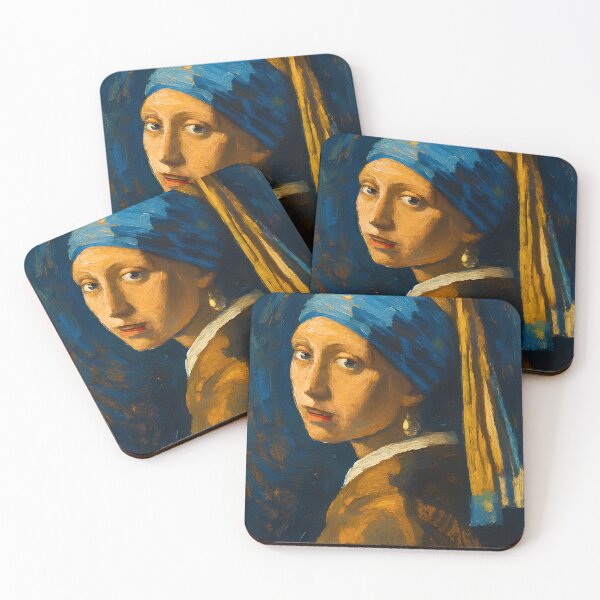 Item preview, Girl with a Pearl – Vermeer Inspired Modern Artwork designed and sold by TheAbayArt.