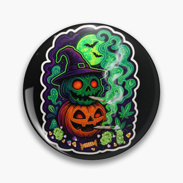 Item preview, Calabaza zombi 420: calcomanía psicodélica de Halloween, adorable y espeluznante. "¡Brilla, ríete y ponte espeluznante! ¡Esta calabaza tiene un aire de Halloween!" designed and sold by Rebel Fusion.