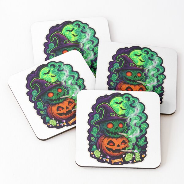 Item preview,  420 Trick or Treat Zombie Pumpkin – Creepy Cute Psychedelic Halloween Sticker "Glow, giggle, and get spooky—this pumpkin’s high on Halloween vibes!" designed and sold by Rebel Fusion.