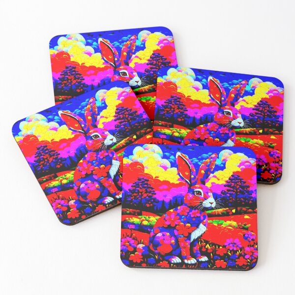 Item preview, Stunning Abstract Rabbit With Patchwork Flowers designed and sold by asurtiumgreen.