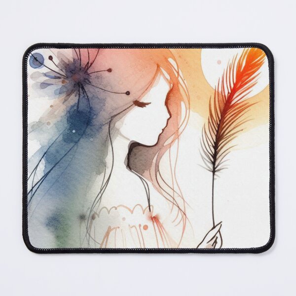 Item preview, Watercolor Woman and Feather Art Poster designed and sold by Alixela-Art.