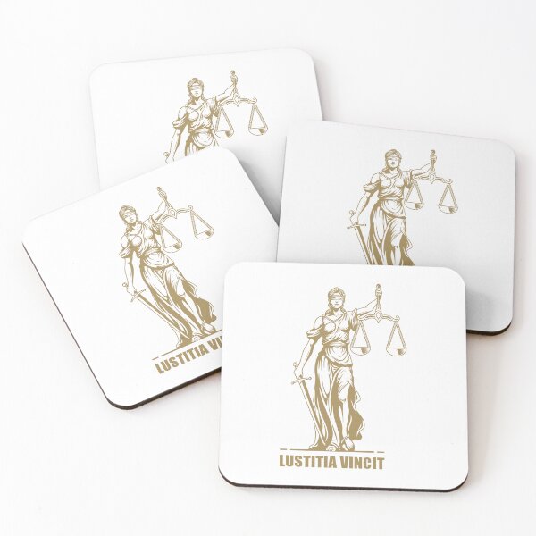 Item preview, Goddess of Justice in Gold – Sword and Scales with Lustitia Vincit Text designed and sold by Vextura.