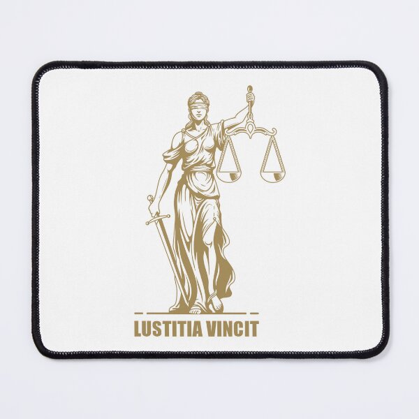 Item preview, Goddess of Justice in Gold – Sword and Scales with Lustitia Vincit Text designed and sold by Vextura.
