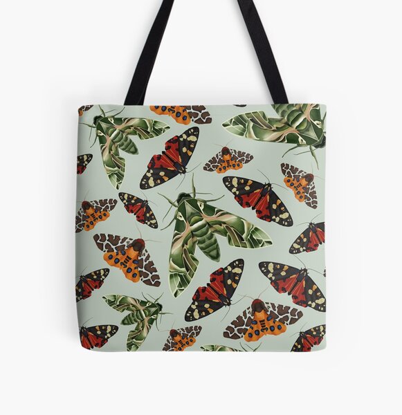 Moth Pattern All Over Print Tote Bag