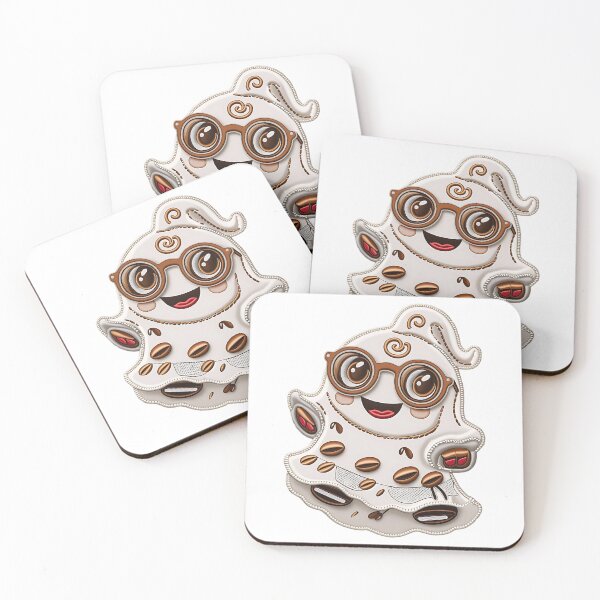 Item preview, Funny Coffee Ghost With Glasses Illustration designed and sold by ArtDesignTp.
