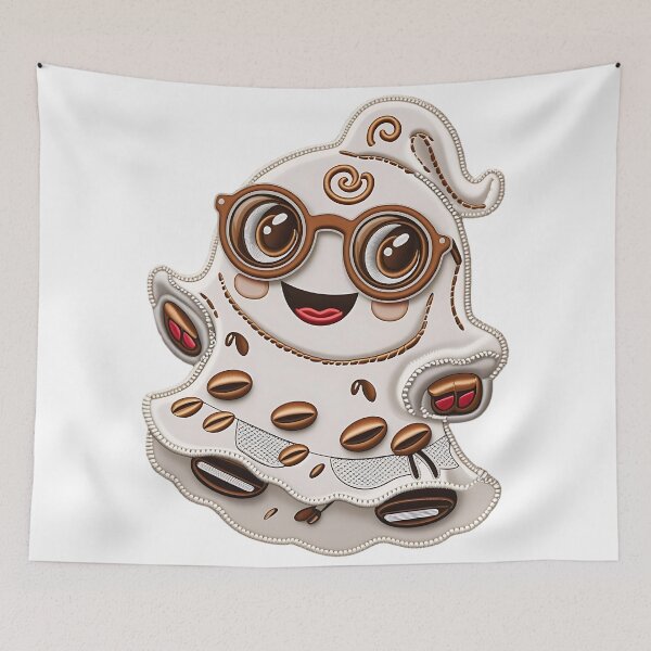 Item preview, Funny Coffee Ghost With Glasses Illustration designed and sold by ArtDesignTp.