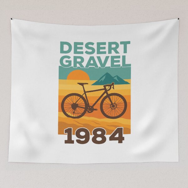Artikelvorschau, Desert Gravel 1984 Abenteuer-Radsport-Kunstwerk entworfen und verkauft von Qbi Cycle & Co. – Cycling Apparel & Accessories.
