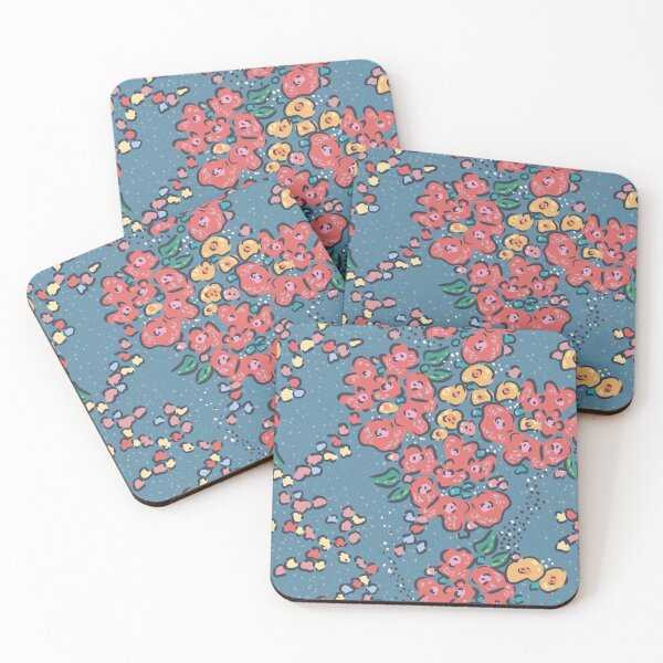 Item preview, Painterly Floral Pattern – Bold Retro Flowers on Blue designed and sold by AniaMartaArt.