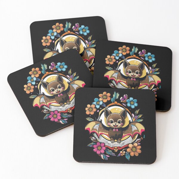 Item preview, Cute Floral Bat Illustration With Colorful Flowers designed and sold by ArtDesignTp.