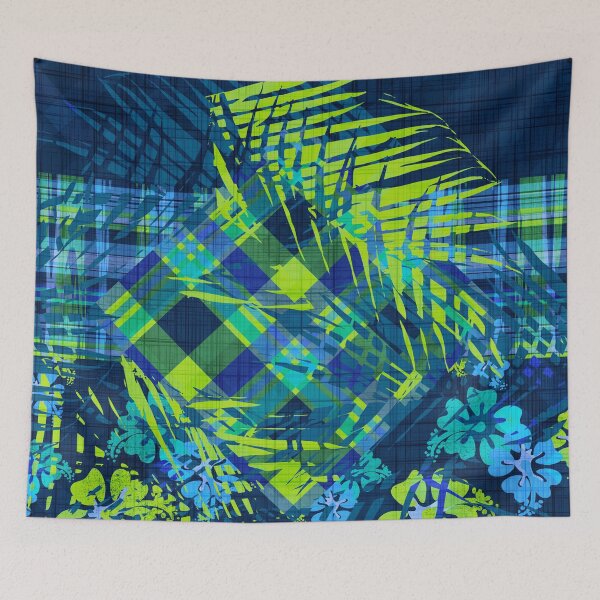 Item preview, Hawaiian Blue Hibiscus Set Patchwork Seamless Repeat designed and sold by Sharon Schwalbe.