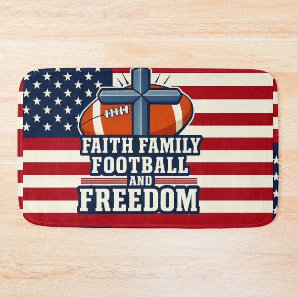Item preview, Faith Family Football & Freedom American Patriotic Football Art with Cross & Flag Design designed and sold by AnTartstudios.