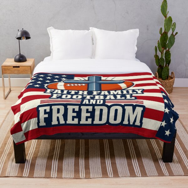 Item preview, Faith Family Football & Freedom American Patriotic Football Art with Cross & Flag Design designed and sold by AnTartstudios.