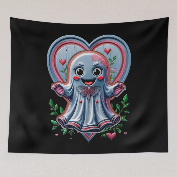 Item preview, Romantic Cute Ghost With Heart Illustration designed and sold by ArtDesignTp.