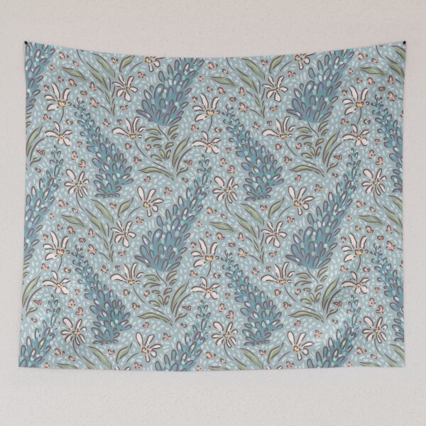 Item preview, Painterly Floral Meadow Pattern – Blue Wildflower Illustration designed and sold by AniaMartaArt.