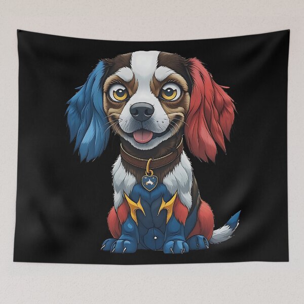 Item preview, Superhero Dog Illustration With Red And Blue Costume designed and sold by ArtDesignTp.
