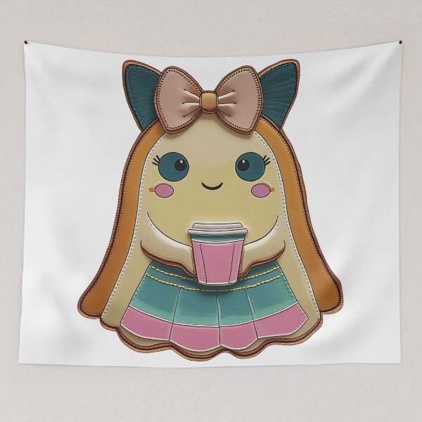Item preview, Kawaii Ghost Girl With Coffee Cup Illustration designed and sold by ArtDesignTp.