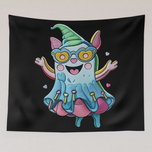Item preview, Colorful Kawaii Ghost With Glasses And Hat designed and sold by ArtDesignTp.