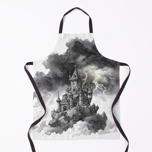 Item preview, Stormy Gothic Castle | Dark Fantasy Lightning Art designed and sold by AlexLineArt.