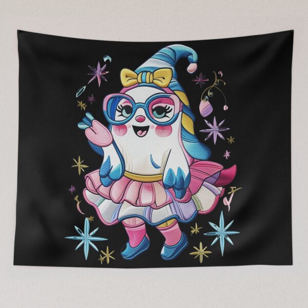 Item preview, Kawaii Colorful Ghost Girl With Glasses Illustration designed and sold by ArtDesignTp.