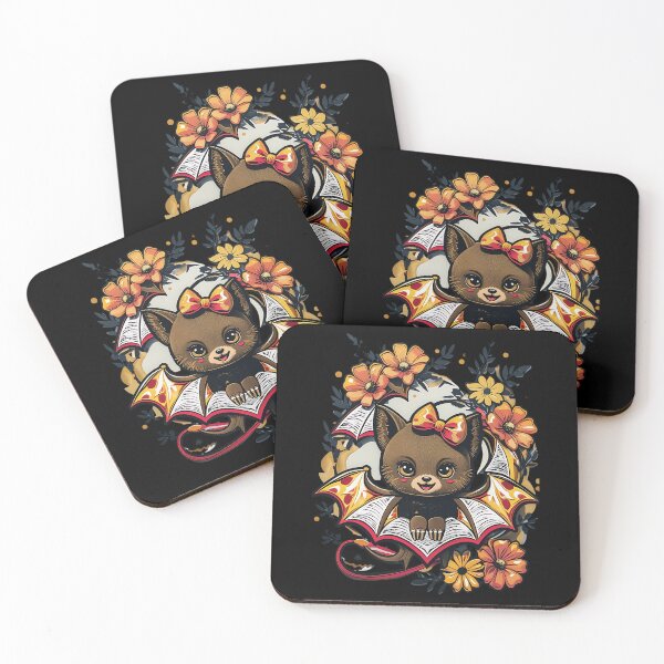 Item preview, Cute Autumn Bat With Flowers And Bow Illustration designed and sold by ArtDesignTp.