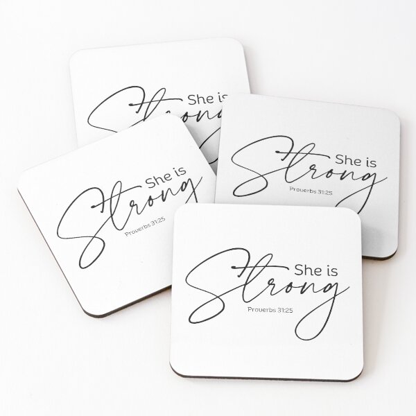 Item preview, She is Strong | Proverbs 31:25 Christian Scripture Art designed and sold by PsandQsDesigns.