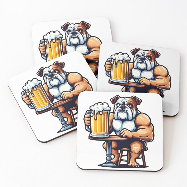 Item preview, Muscular Bulldog with Beer – Funny & Original Illustration designed and sold by minus50.