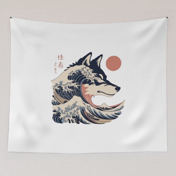 Item preview, Wolf of the Great Wave – Japanese Ukiyo-e Inspired Wolf and Ocean Art designed and sold by dortmond.
