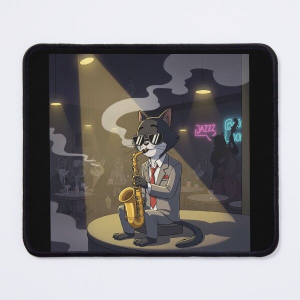Item preview, Cool Cat Jazz Musician Playing Saxophone in a Club designed and sold by catlovers2025.