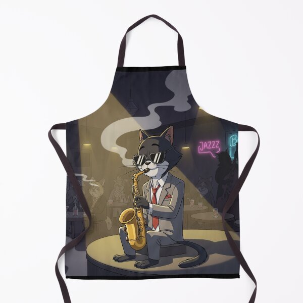 Item preview, Cool Cat Jazz Musician Playing Saxophone in a Club designed and sold by catlovers2025.