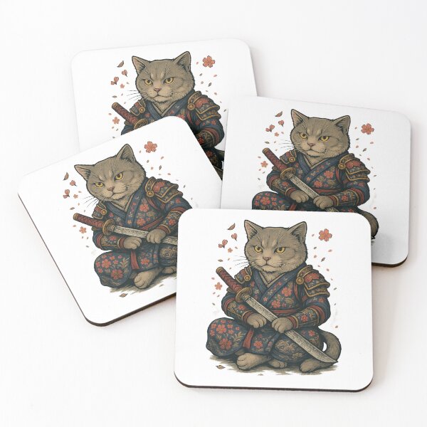 Item preview, Samurai Cat in Floral Armor designed and sold by Ahau Designs.