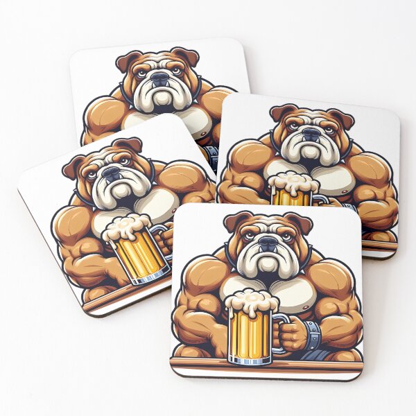 Item preview, Muscular Bulldog with Beer – Funny & Original Illustration designed and sold by minus50.