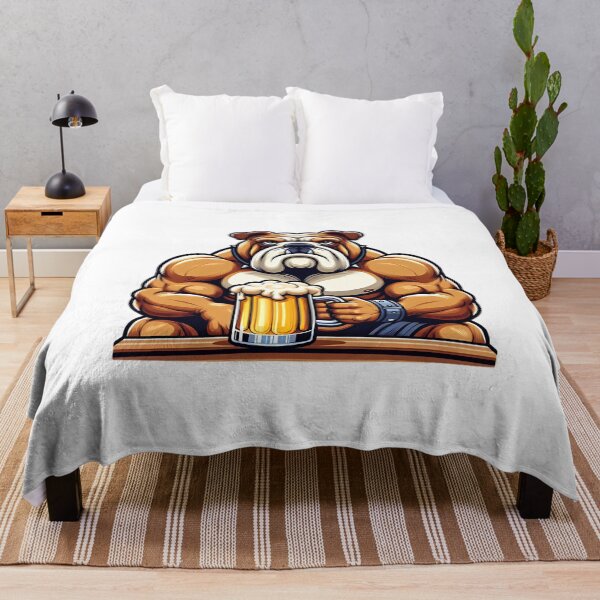 Item preview, Muscular Bulldog with Beer – Funny & Original Illustration designed and sold by minus50.