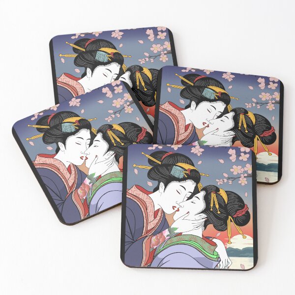 Item preview, Lovers Geisha ukyio-e designed and sold by BestiaDesign.